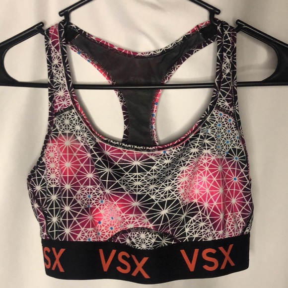 VSX VICTORIA’S SECRET multi colored Racerback “The Player” Sports bra. Size M. - Picture 8 of 8